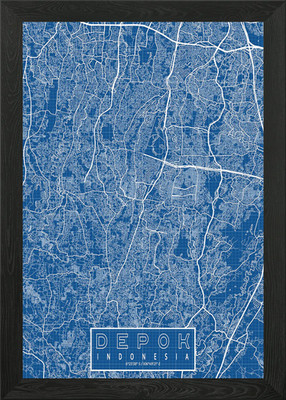 Depok Stadtplan Bauplan gerahmt Wandbild Poster Leinwanddruck Bild