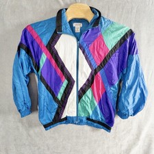 VTG Lavon By Cheerful 80-90 Womens Medium Nylon Color Block Windbreaker