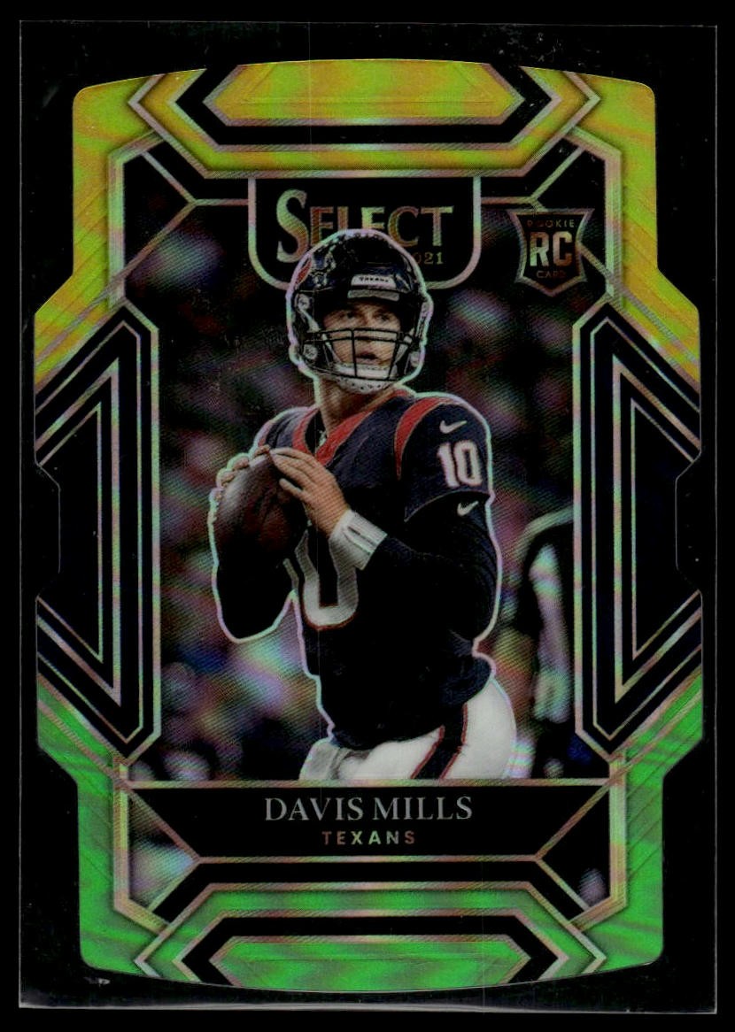 2021 Panini Select #265 Davis Mills Green and Yellow Prizm Die Cut
