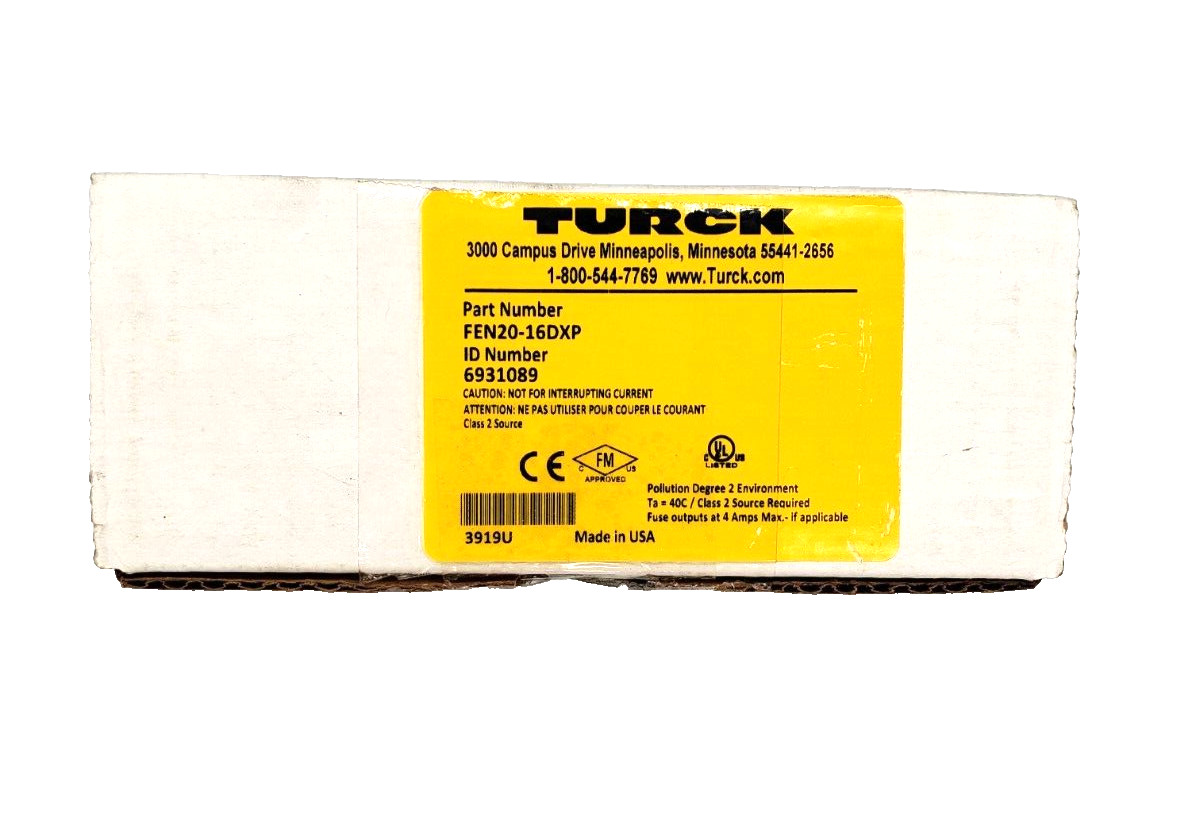 New Turck FEN20-16DXP Multiprotocol Ethernet I/O Station Module 6931089