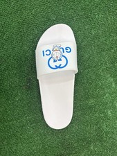 Gucci Men's White Rubber Logo Slide Sandal US Size 9 Comfort Casual