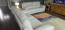Pair of DFS Falcon electric leather sofa's,  3 seat recliners with USB chargers