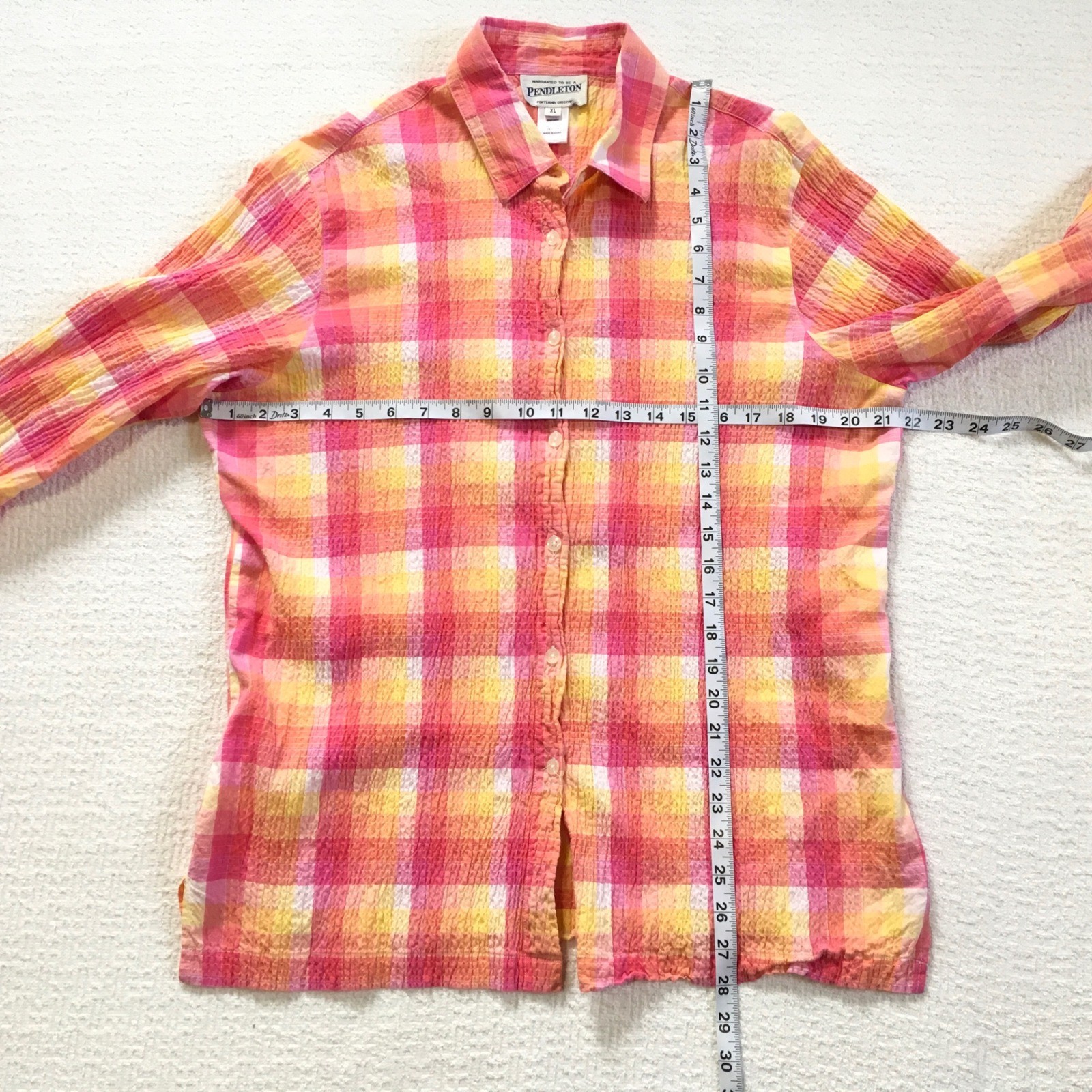 Pendleton Plaid Boho Spring Crinkle Button Down W… - image 5