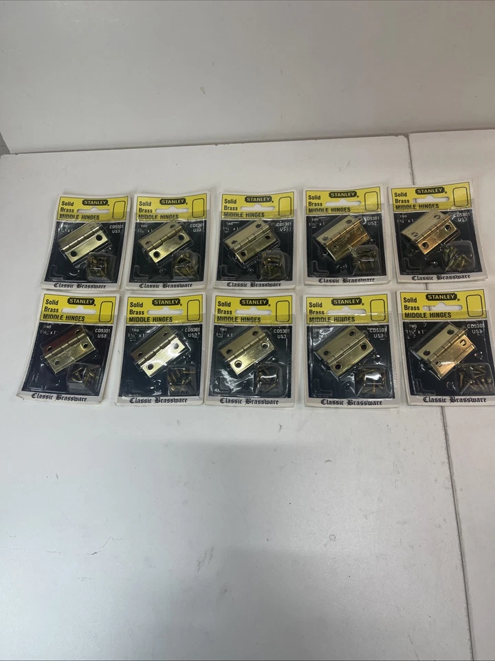Stanley CD5301 Bisagras de caja de cofre de gabinete central de 1-1/2" de latón macizo brillante - Paquete de 10 Foto 3 de 4