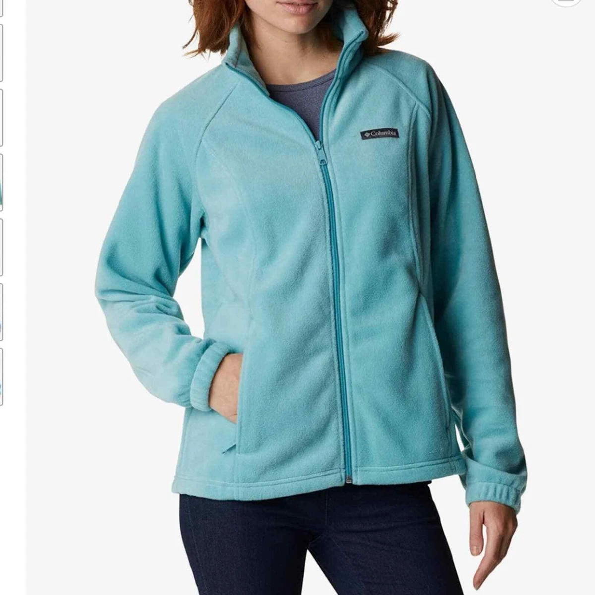 COLUMBIA Fleece Jacket Full Zip in Turquoise Women's Size Small