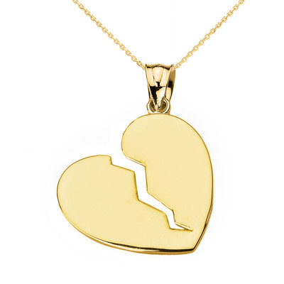 Broken Heart Gold Pendant Necklace | eBay