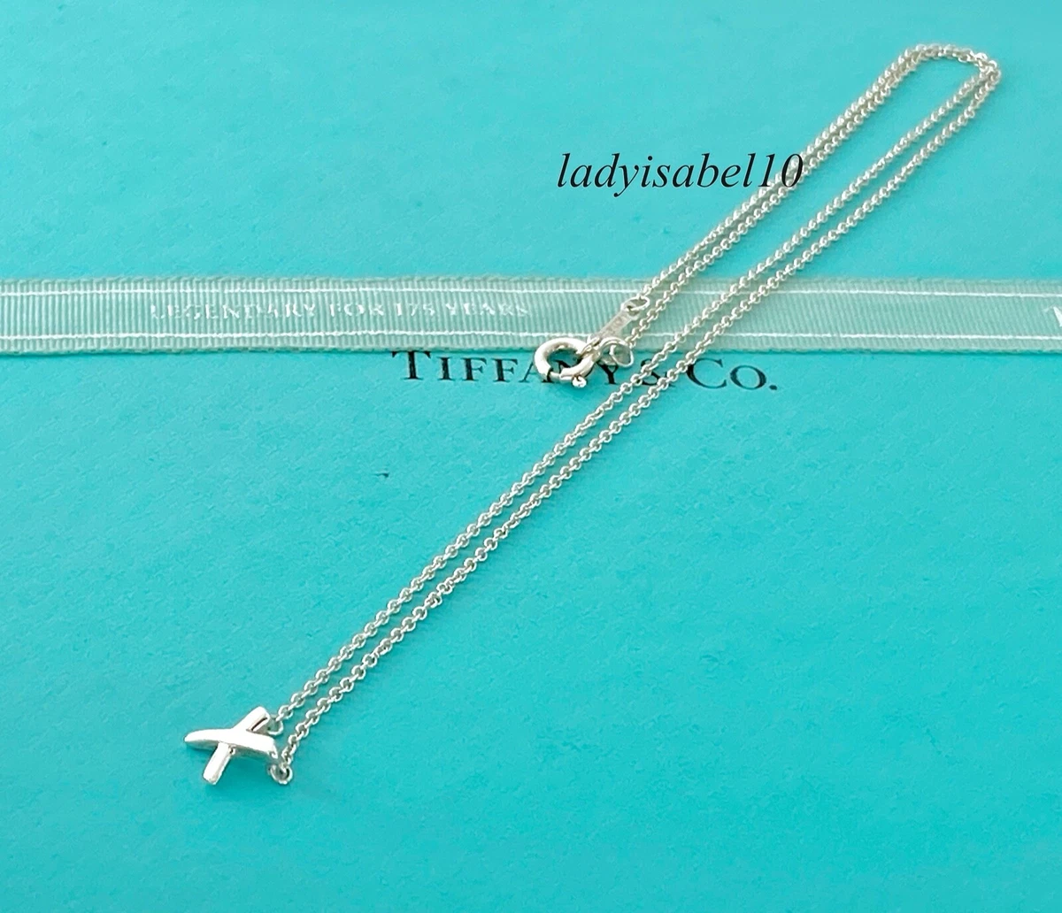 Tiffany Co Mini X Pendant Picasso Kiss Necklace 16.25