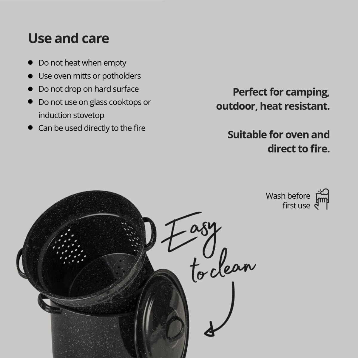 Granite Ware 7.5 Qt 3 Piece Multiuse Pasta Pot Set, Strainer Pot with lid