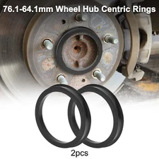 OD 76.1mm to ID 64.1mm Car Wheel Hub Centric Rings Black Polycarbonate 2 Pcs