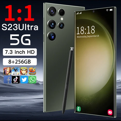 S23 Ultra Unlocked 5G Smartphone 7,3" Dual SIM 8G + 256GB Android Telefon komórkowy Prezent - Zdjęcie 2 z 21