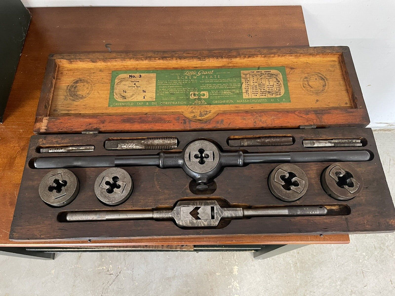 Vintage Greenfield Little Giant Number 3 Adjustable Die Screw Plate Tap Die Set
