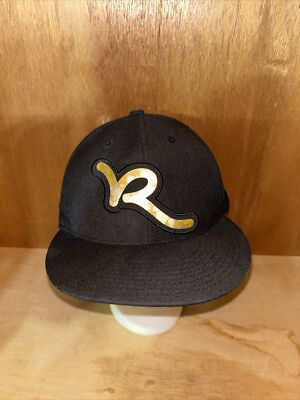 Vintage Rocawear Fitted 3/8 Black Hat Gold Logo Sample Cap
