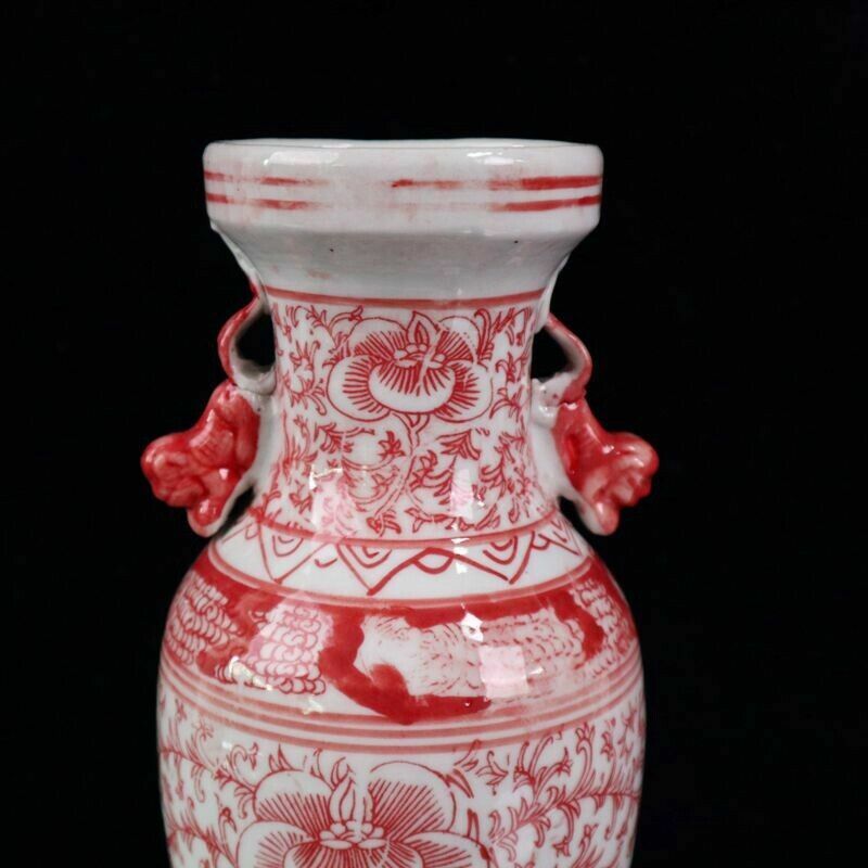 Old Chinese Blue and white porcelain Double happiness pattern vase red