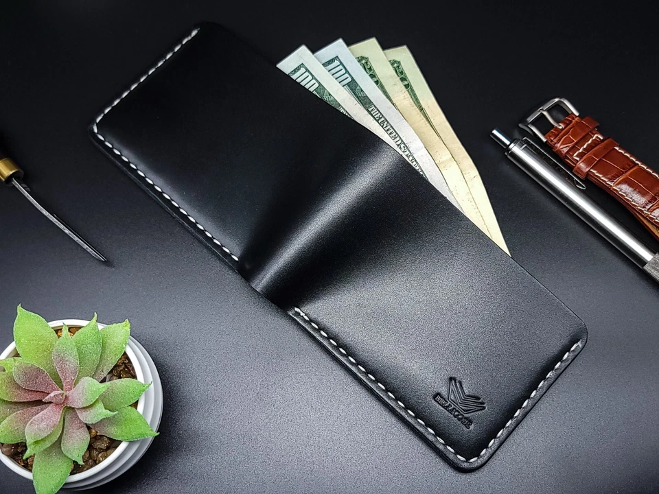 Handcrafted Leather Wallet for Men, Premium Quality Bifold Leather Wallet Gift - Image 3 of 4