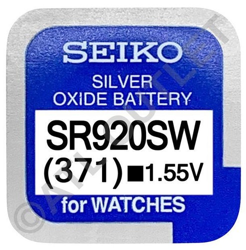 Seiko 371 SR920SW 1.55v Silver Oxide, Mercury Free Watch Battery - Made In Japan