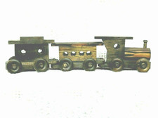 Wooden Toy 3 Car Train Passenger Car  L Dark Stain 