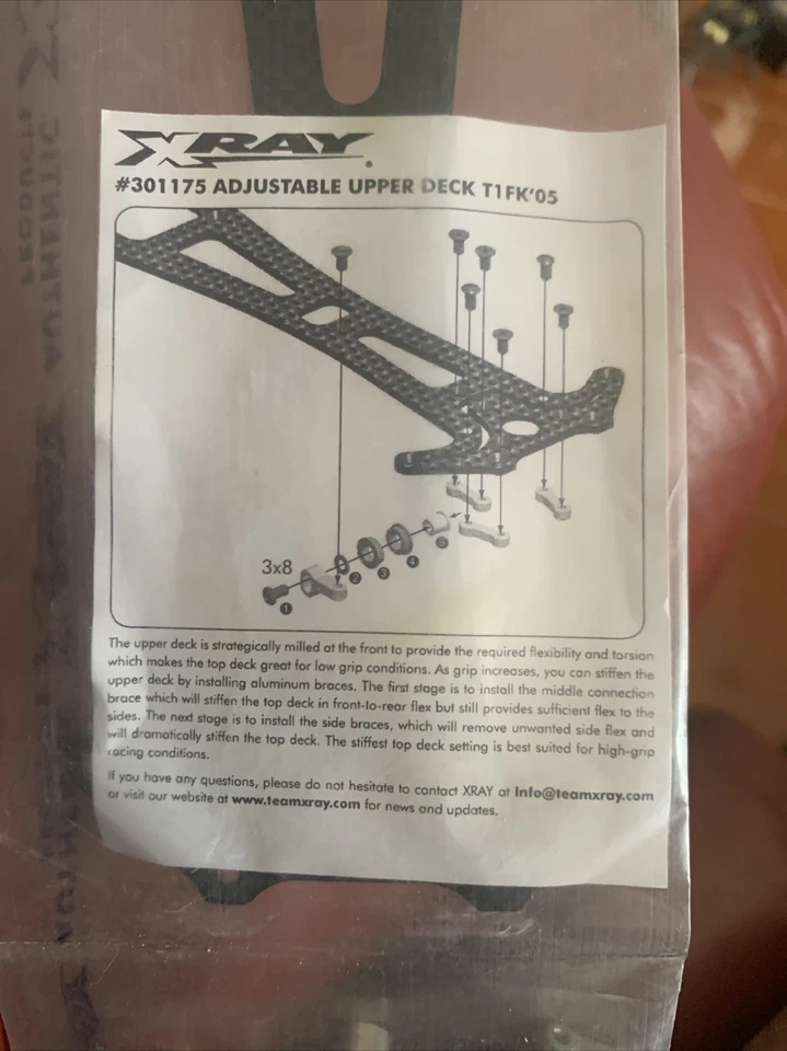 Vintage XRAY 301175 Adjustable Upper Deck T1FK’ 05-2.5 Graphite Orignal New - Image 4 of 4