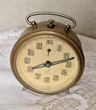 Sveglia Antico Jaz Metallo Dipinto Grigio Quadrante Numeri Neri Art Arredamento