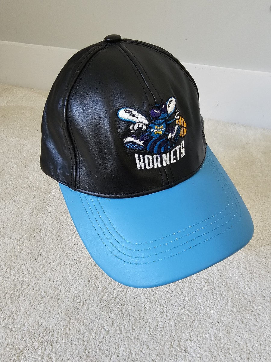 Vintage LEATHER Hat Charlotte Hornets Snap adidas Throwback NBA