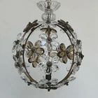 ANTIQUE CEILING LIGHT GLASS PRISMS FLOWERS BAGUES STYLE VINTAGE CHANDELIER