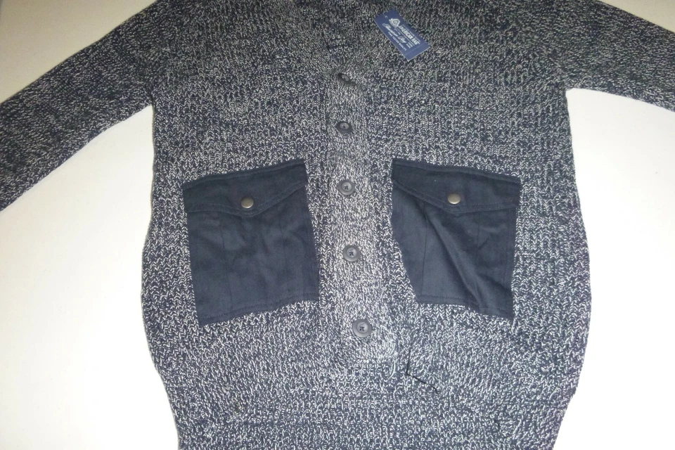 American Rag CIE Hombre Pesado Suave Tejido Algodón Cárdigan Suéter Talla: Med -negro Foto 2 de 4