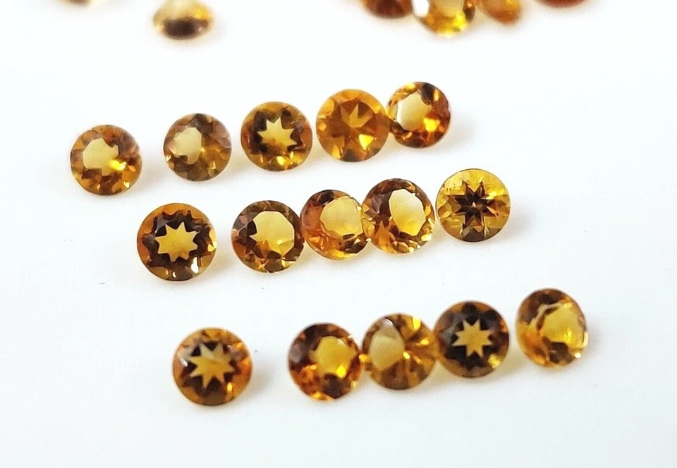 Natural AAA Golden Citrine Round Cut 3mm For Jewelry Making Loose Gemstone Lot - Image 3 of 4