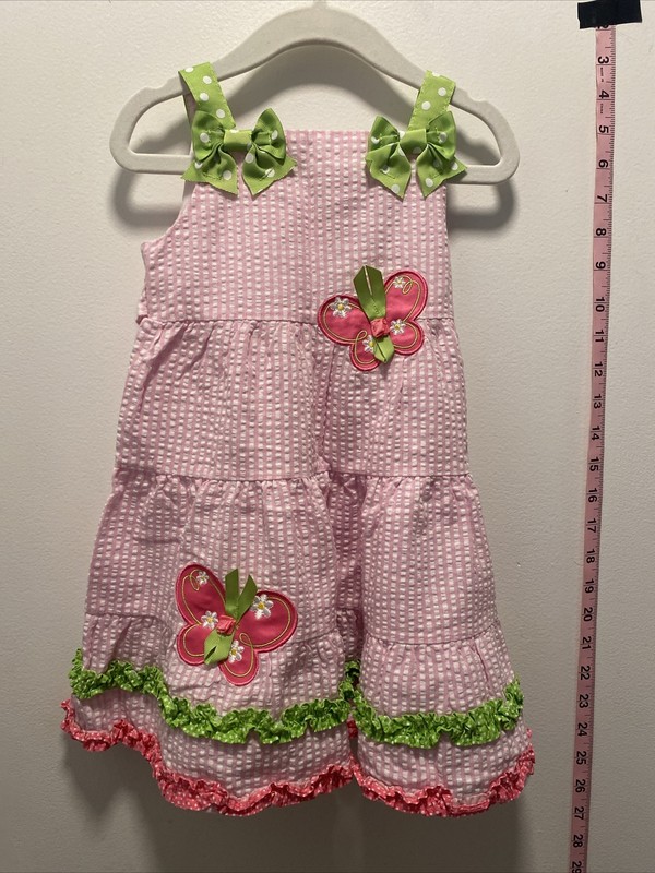 emily rose girls dress Size 3t Pink Butterflies Twirl Bows VGUC 