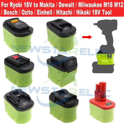 Adapter for Ryobi 18V Battery to Makita Milwaukee Ozito Dewalt Bosch Hikoki Tool
