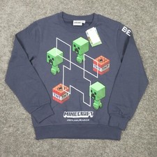 Minecraft Sweater Boys Medium Gray Creeper Graphic Pullover Crewneck Sweatshirt