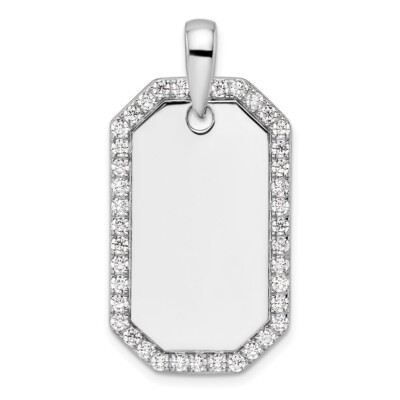 14K White Gold 1Ct Lab Grown Diamond Dog Tag Pendant for (VS/SI D-E) for Mom