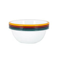 White Enamel Bowls Metal Outdoor Camping Food Dishes 16cm 4 Colours