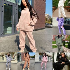 Hooded Hoodie Gym Sport Top Pants Casual Loungewear Set Women Tracksuit Set