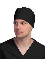 Black Solid Working Cap for Men Comfortable and Stylish Scrub Hat for Healthc...