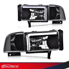 Fit For 1994-2002 Dodge Ram 1500 2500 3500 Black LED DRL Headlights Headlamps