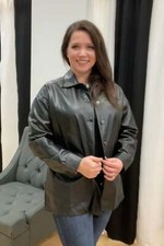 Button Down Faux Oversized Womens Leather Jacket