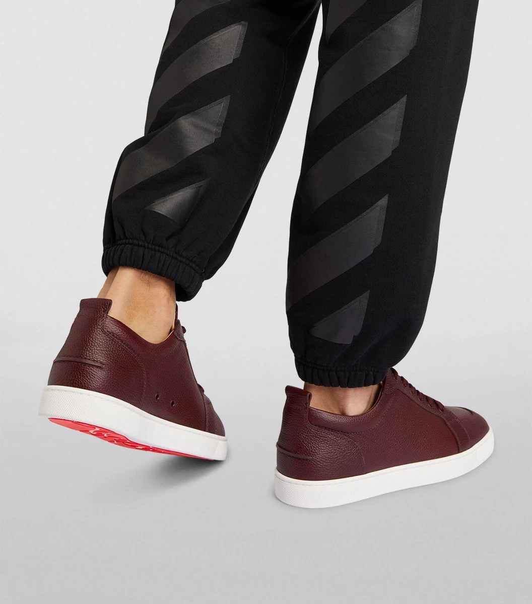 Burgundy louboutin sneakers sale