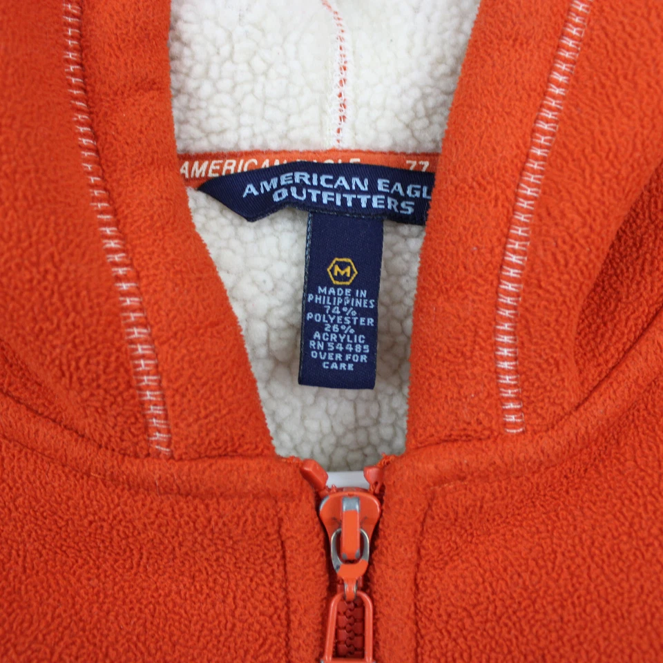 Sudadera con capucha polar con cremallera completa sin mangas American Eagle para mujer, talla mediana naranja Foto 3 de 4