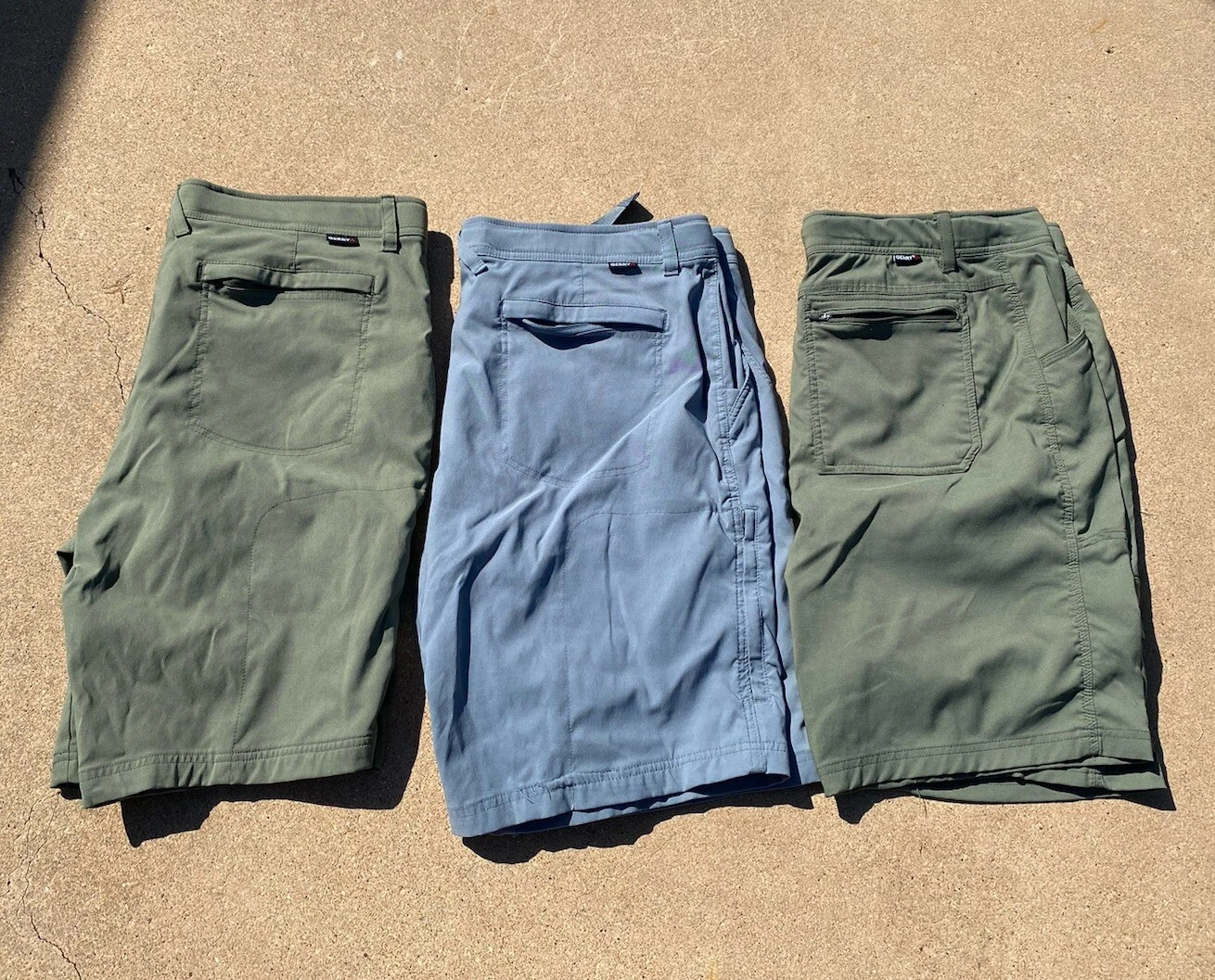 Lot Of 3 - Gerry Mens Hiking Shorts Size 38, 40 Green Blue Adjustable Pockets