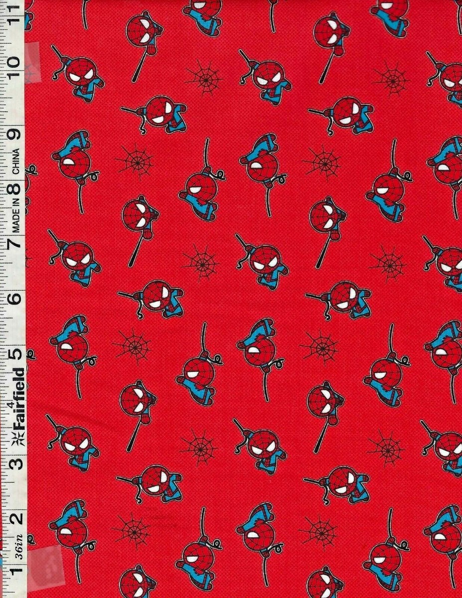 Red Marvel Kawaii Spiderman by Camelot Fabrics bty