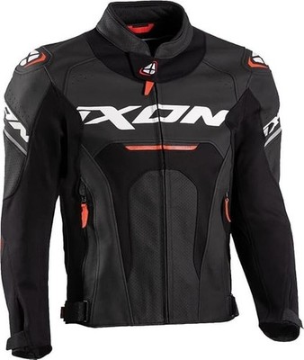 IXON JACKAL LEDER SPORT MOTORRAD JACKE SCHWARZ / WEISS / ROT - GRÖSSE L