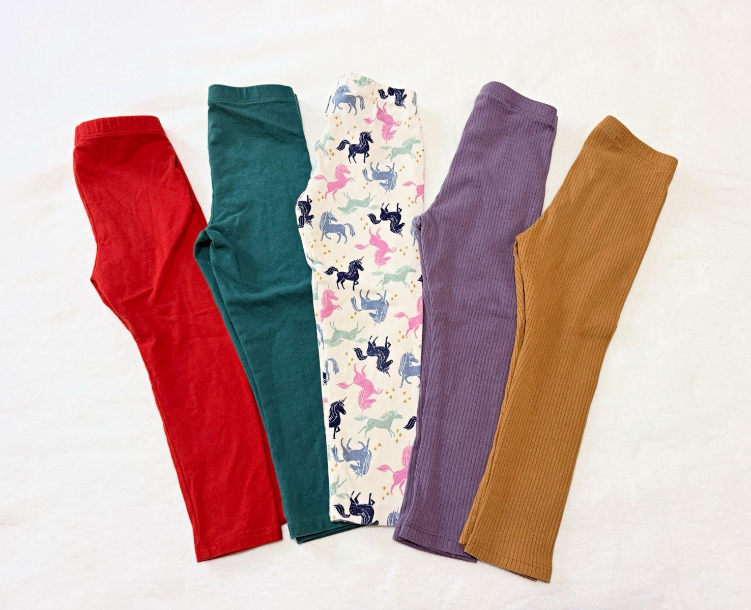 Toddler Girls 3T Leggings Lot 5 Cotton/Solid Unicorn Ribbed