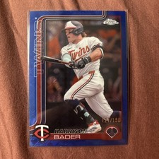 Harrison Bader 2025 Topps Chrome Logofractor Edition #62 Blue Refractors #/150