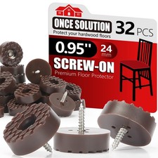 Screw On Rubber Feet for Furniture - 32PCS Brown 0.7, 0.95, 1.25 In For Opti...