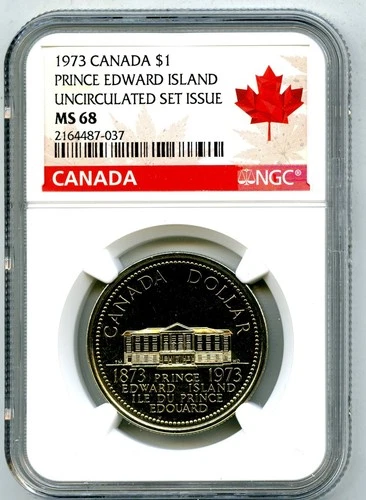 1973 $1 CANADA PRINCE EDWARD ISLAND DOLLAR NGC MS 68 UNCIRCULATED SET ISSUE COIN