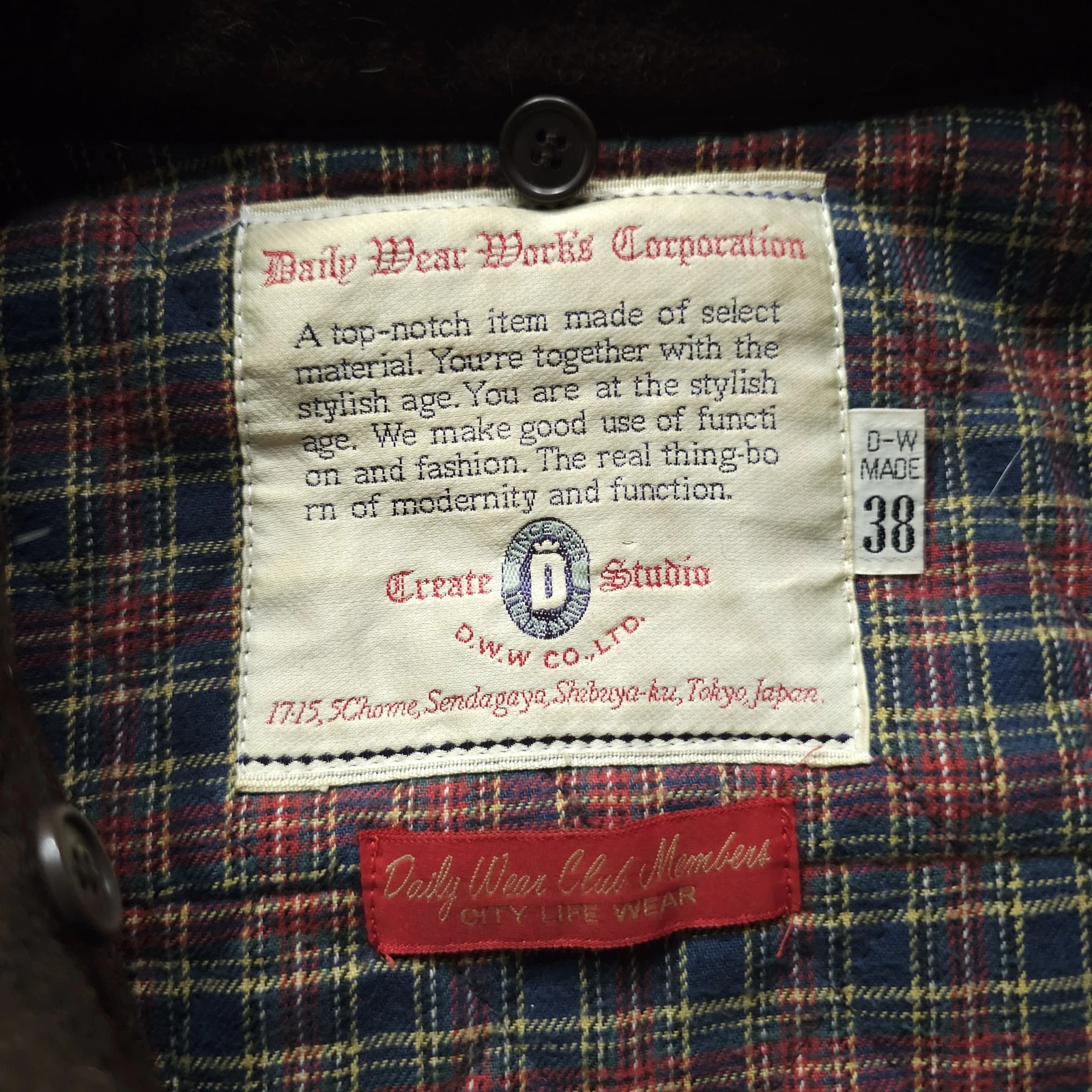 VTG DWW Made in Japan Thick Sturdy Melton Wool Hooded Utility Jacket Brown 38 S image 17