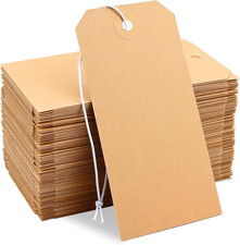 100 Pack Manila Shipping Tags with Elastic String Blank Labeling Tags Kraft