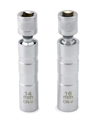 QWORK 14mm&16mm Magnetic Swivel Spark Plug Socket, Thin Wall Magnetic. Non Spark