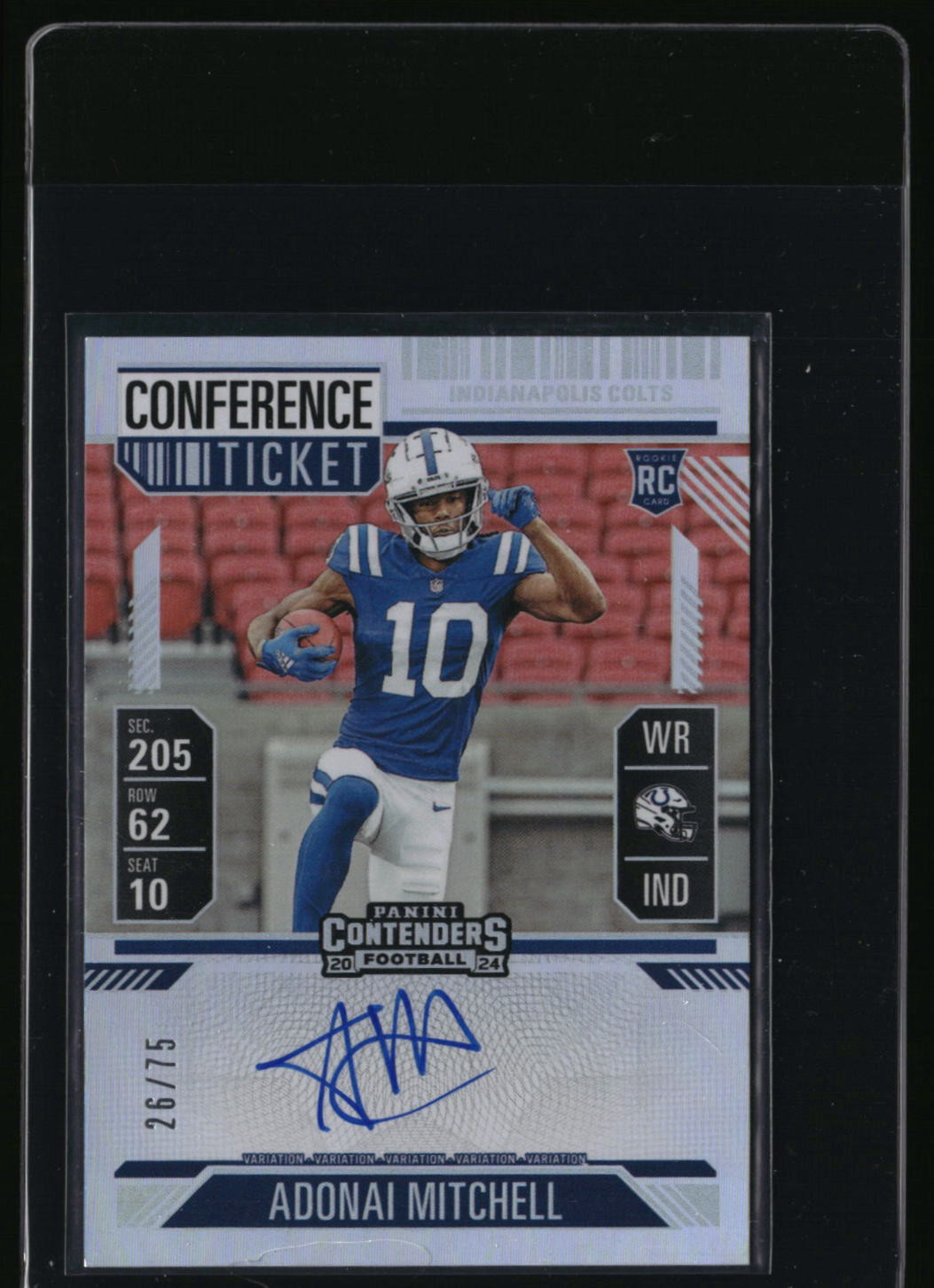 2024 Panini Contenders Adonai Mitchell Conference Ticket RC #/75 Auto Colts
