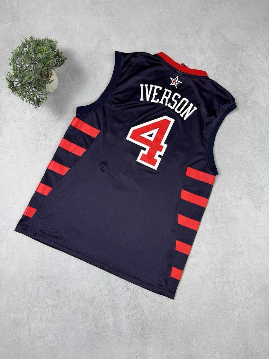 ウェア Reebok USA Basketball Jersey Iverson XXL usa team basketball allen iverson #4 jersey ADULT XL length