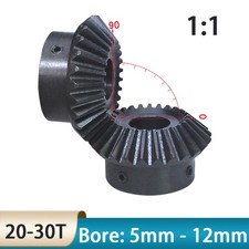 1 Modul Kegelradgetriebe 90&deg;1:1 Paarung Kegelr&auml;der C45 Stahl Bohrung 5mm - 12mm